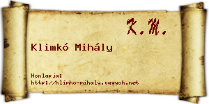 Klimkó Mihály névjegykártya