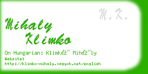 mihaly klimko business card